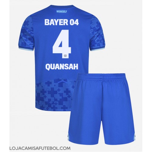 Camisa de Futebol Bayer Leverkusen Jarell Quansah #4 Equipamento Alternativo Infantil 2025-26 Manga Curta (+ Calças curtas)